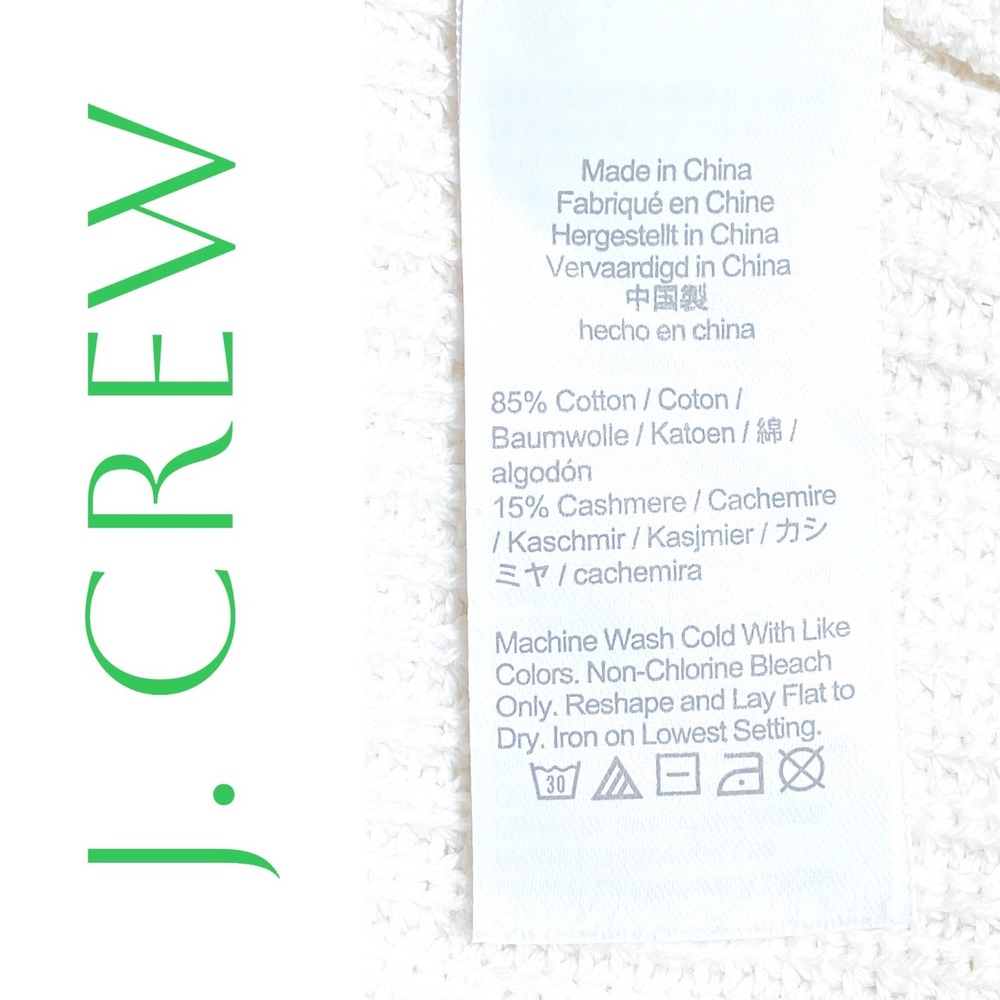 J.Crew Re-Imagined Ribbed Cardigan Women Medium Ivory Cotton Cashmere Cozycore - Picture 5 of 11